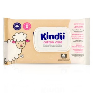 Kindii Cotton Care Chusteczki nawilżane dla niemowląt i dzieci, 60 szt.